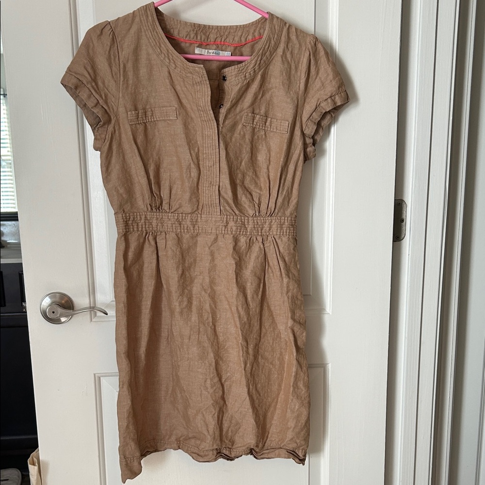 Casual Tan Short Sleeve Dress - Boden